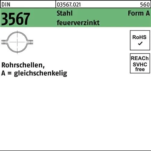 Neu Im Sortiment Rohrschelle DIN 3567 gleichschenkelig A 140/NW 125 Stahl feuerverz. 10Stück