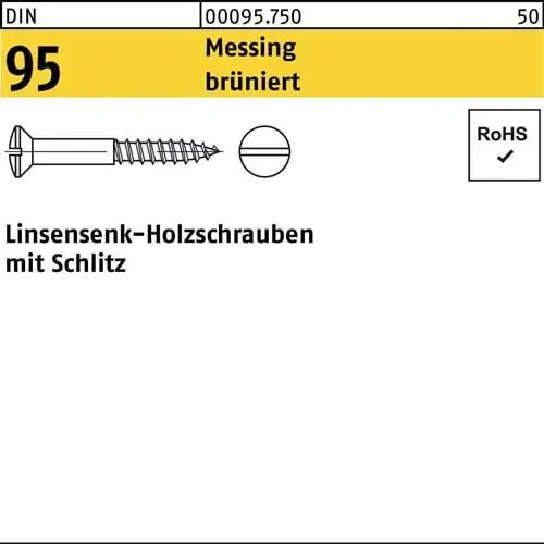 Kostenloser Versand Holzschraube DIN 95 LIKO Schlitz 3,5x 16 Messing brüniert 200 Stück
