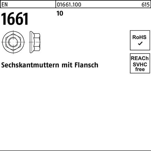 Sechskantmutter EN 1661 Flansch M12 10 250 Stück Solange Der Vorrat Reicht