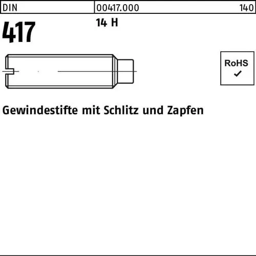 Abverkauf Gewindestift DIN 417/ISO 7435 Schlitz/Zapfen M12x 50 14 H 50 Stück
