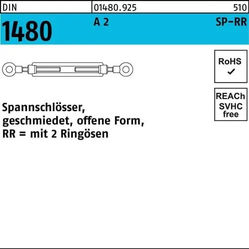 Highlight Spannschlossmutter DIN 1480 offen 2Ringösen SP-RR M6 A 2 1 Stück
