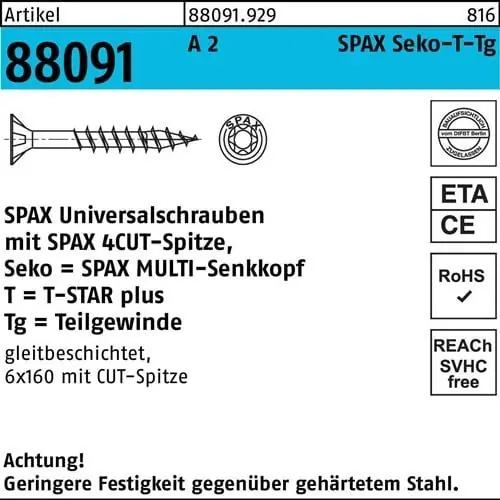 Schraube R 88091 SEKO T-STAR TG 3,5x 40/23-T20 A 2 200 Stück SPAX Preisknaller