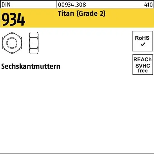 Must-Have Sechskantmutter DIN 934 M6 Titan (Grade 2) 50 Stück