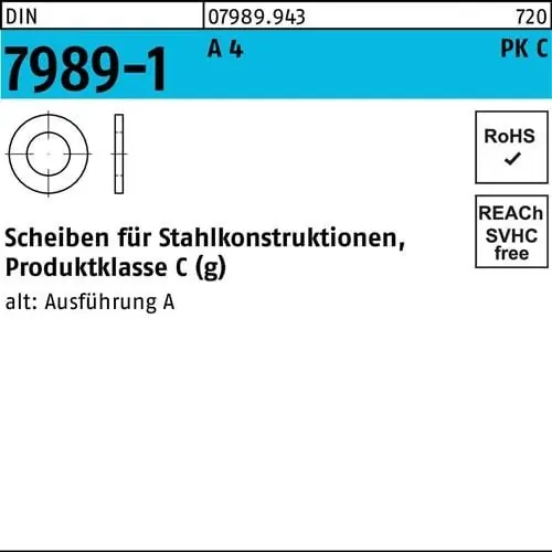 Unterlegscheibe DIN 7989-1 22/24x 39x8 A 4 50 Stück Letzte Chance
