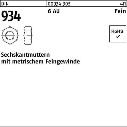 Highlight Sechskantmutter DIN 934 M 36 x 3 6 Automatenstahl 5 Stück