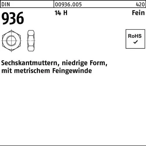 Sechskantmutter DIN 936 M38x 1,5 14 H 1 Stück Beliebt