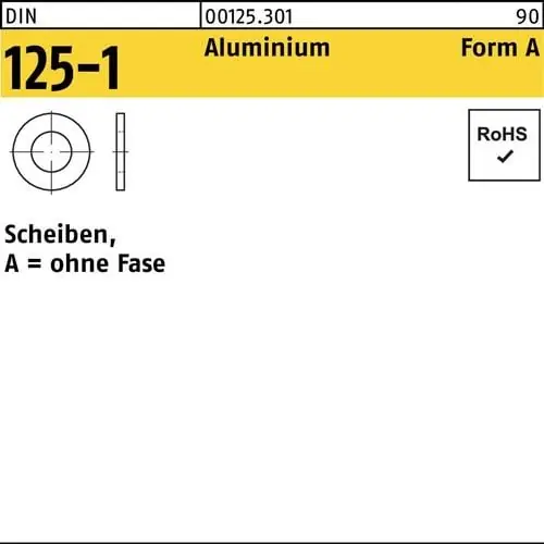 Neu Unterlegscheibe DIN 125-1 A 4,3x 9x0,8 Aluminium 100 Stück