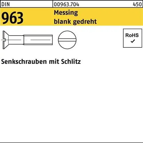 Finale Aktion Senkschraube DIN 963 Schlitz M1,6x 6 Messing blank gedreht 100 Stück