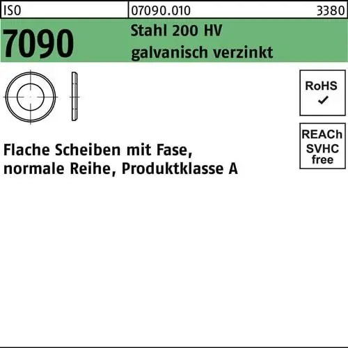Unterlegscheibe ISO 7090 m.Fase 12 Stahl 200 HV galv.verz. 500 Stück Echt