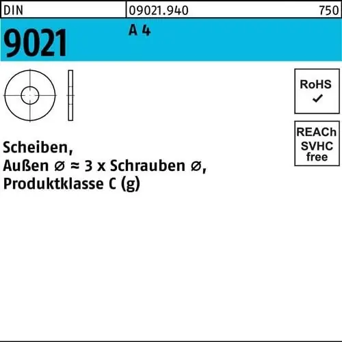 Unterlegscheibe DIN 9021 5,3x15x1,2 A 4 100 Stück Angebot