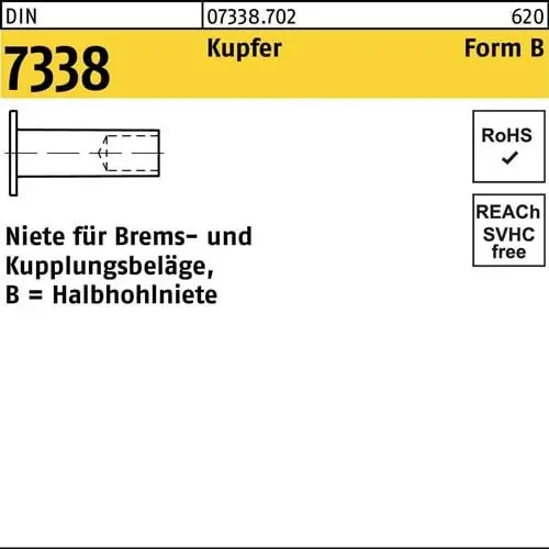 Preisknaller Niete DIN 7338 FormB B 4x 12 Kupfer 100 Stück