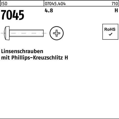 Sofort Bestellen Flachkopfschraube ISO 7045 PH M4x 10-H 4.8 2000 Stück