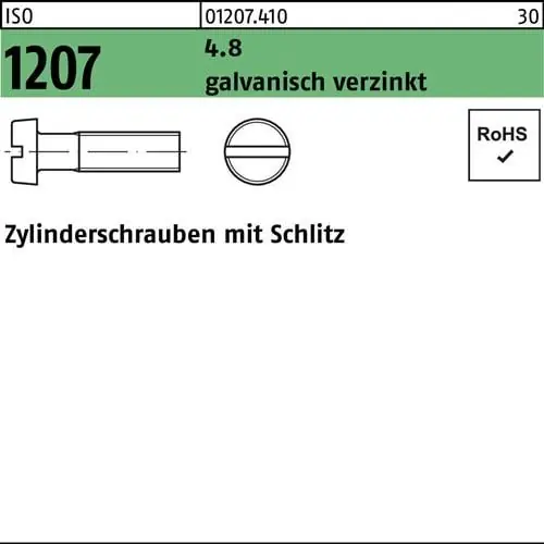 Zylinderschraube ISO 1207 Schlitz M3x 6 4.8 galv.verz. 2000 Stück Letzte Chance