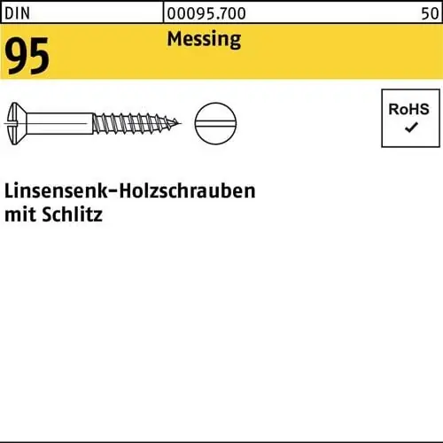 Zertifiziert Holzschraube DIN 95 LIKO Schlitz 3x 25 Messing 200 Stück