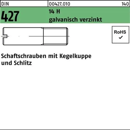 Schaftschraube DIN 427/ISO 2342 Kegelkuppe/Schlitz M5x30 14 H galv.verz. 100St. Online Kaufen