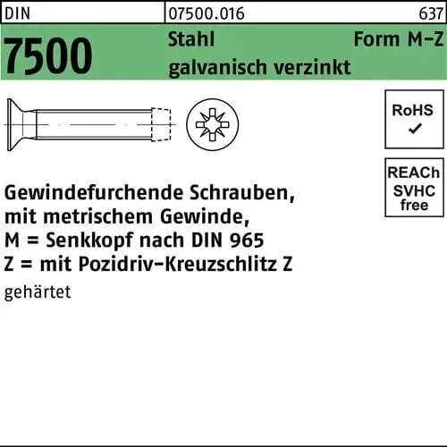 Letzte Chance Gewindefurchendeschraube DIN 7500 SEKO PZ MM 6x30-Z Stahl galv.verz. 500St.