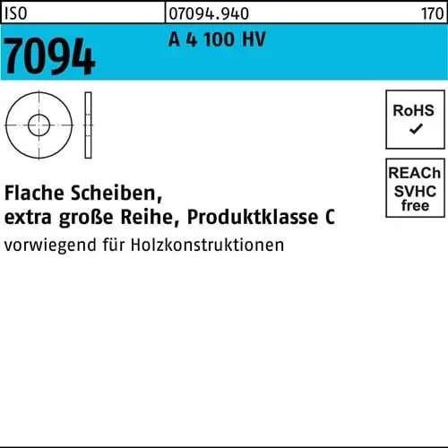 Schnäppchen Unterlegscheibe ISO 7094 20 A 4 100 HV 50 Stück