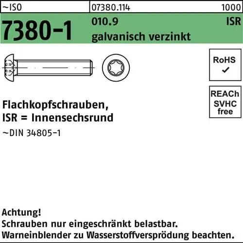 Direktkauf Flachkopfschraube ISO 7380-1 ISR M8x25-T40 010.9 galv.verz. 200St.