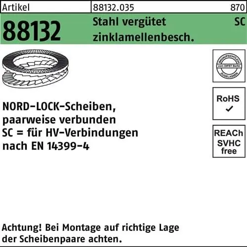 Unterlegscheibe R 88132 geklebt NL 16 SC Sta zinklamellenb. 100St. NORD-LOCK Günstig