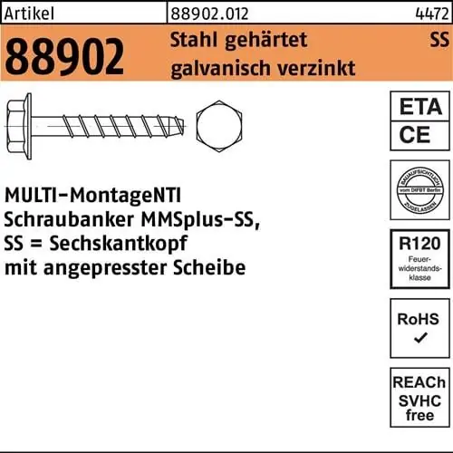 Direkt Vom Hersteller Schraubanker R 88902 MMSplus-SS 7,5x35/1 Stahl gehärtet galv.verz. 100St. HECO