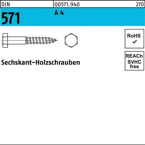 Sechskantholzschraube DIN 571 8x 160 A 4 100 Stück Sichere Zahlung