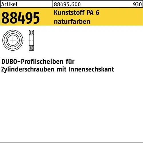 Heißes Angebot Profilscheibe R 88495 f.Zylinderschrauben 305 - M10x3,8 PA 6 natur 100St. DUBO