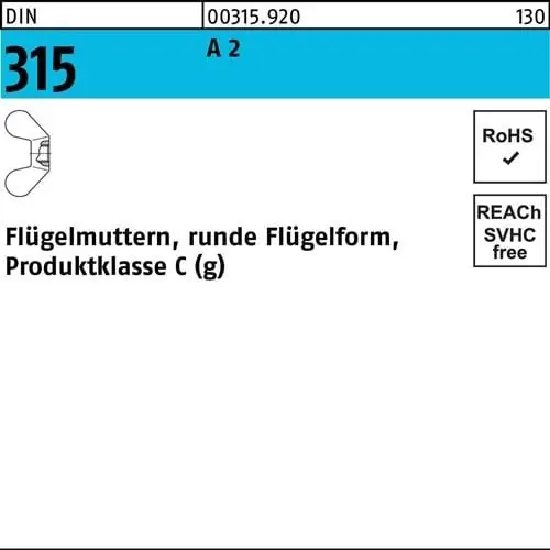 Sonderaktion Flügelmutter DIN 315 runde FormM10 A 2 25 Stück