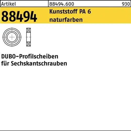Profilscheibe R 88494 f.6-ktschrauben 217 - M22x 7,5 PA 6 natur 25St. DUBO Kracherpreis