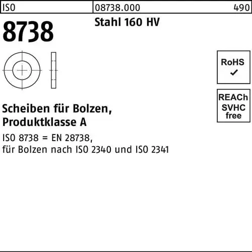 Unterlegscheibe ISO 8738 f.Bolzen 4 Stahl 160 HV 1000 Stück Knallerangebot