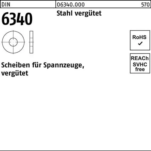 Scheibe DIN 6340 6,4x 17x 3 Stahl vergütet 100 Stück Heißes Angebot