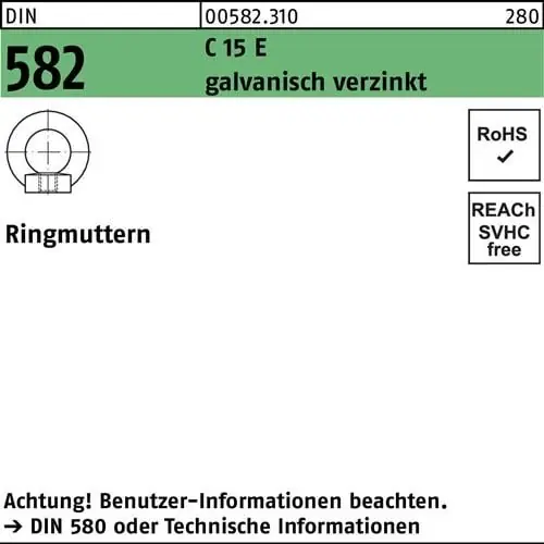 Ringmutter DIN 582 M18 C 15 E galv.verz. 1 Stück Direkt Vom Hersteller