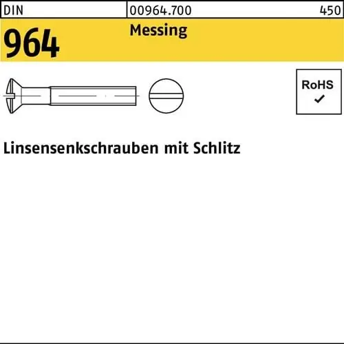 Schnäppchen Linsensenkschraube DIN 964 Schlitz M4x 45 Messing 200 Stück