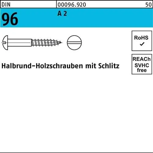 Garantierte Lieferung Holzschraube DIN 96 Halbrundkopf Schlitz 3,5x 40 A 2 200 Stück