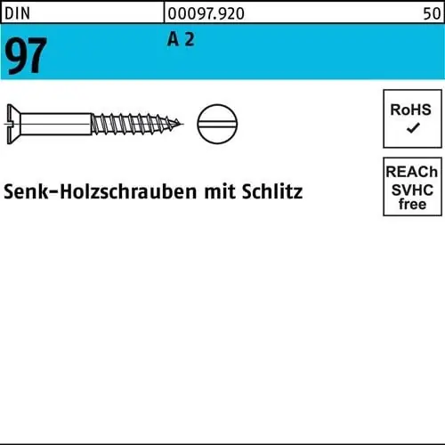 Holzschraube DIN 97 SEKO Schlitz 8x 50 A 2 100 Stück Rabatt