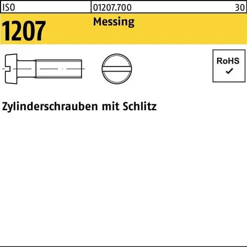 Expressversand Zylinderschraube ISO 1207 Schlitz M10x 40 Messing 100 Stück