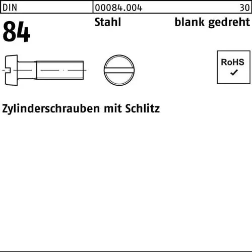 Markenprodukt Zylinderschraube DIN 84/ISO 1207 Schlitz M1,2x 6 Stahl blank gedreht 100 Stück