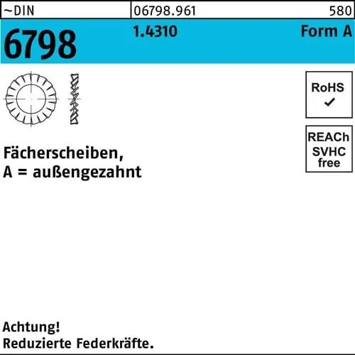 Fächerscheibe DIN 6798 FormA außengezahnt A 3,2 1.4310 2000 Stück Billig