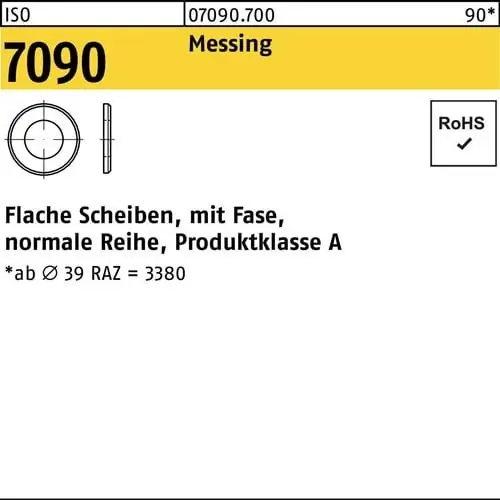 Bestpreis Unterlegscheibe ISO 7090 m.Fase 18 Messing 50 Stück