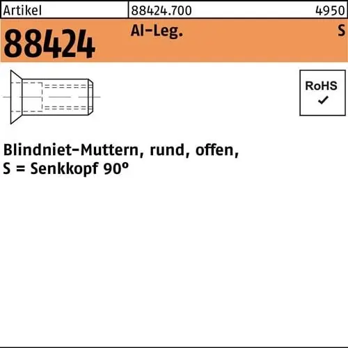 Angebot Blindnietmutter R 88424 SEKO M4 /1,5 -3,5 Aluminium 500 Stück