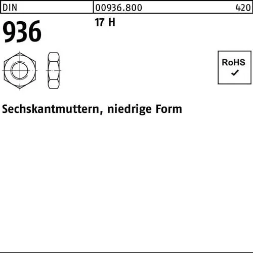 Sechskantmutter DIN 936 M12 17 H 100 Stück Finale Aktion