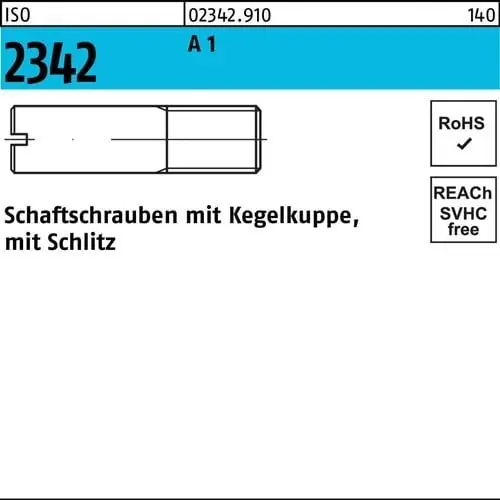 Schaftschraube ISO 2342 Kegelkuppe/Schlitz M8x 20 A 1 100 Stück Bestseller