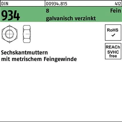 Sechskantmutter DIN 934 M39x 3 8 galv.verz. 1 Stück Must-Have