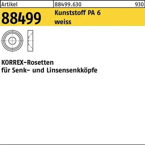 Rosette R 88499 KORREX 804 - M4x3,1 Polyamid 6 weiß 100 Stück DUBO Wochenendangebot
