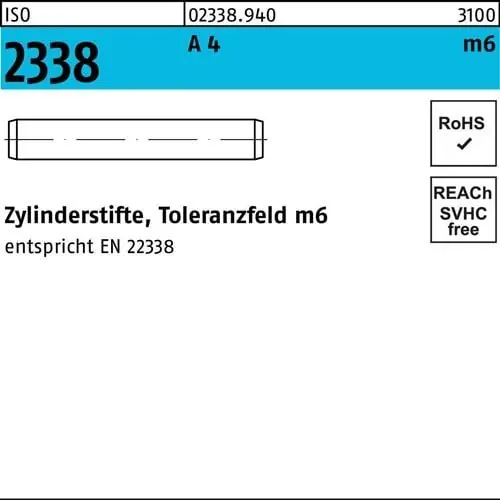 Preis Gesenkt Zylinderstift ISO 2338 10 m6x 100 A 4 25 Stück