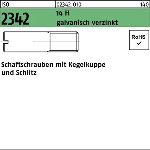Schaftschraube ISO 2342 Kegelkuppe/Schlitz M10x50 14 H galv.verz. 50St. Heißes Angebot