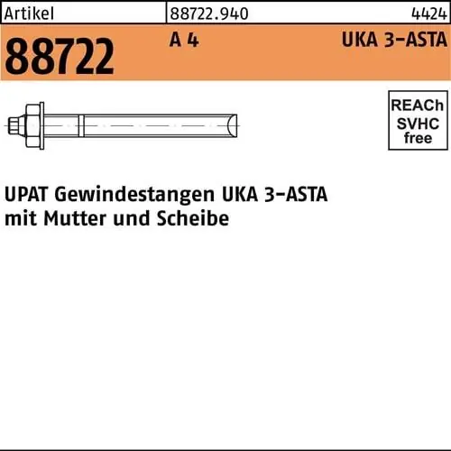 Sichere Zahlung Ankerstange R 88722 ASTA M10x250 A 4 10 Stück UPAT