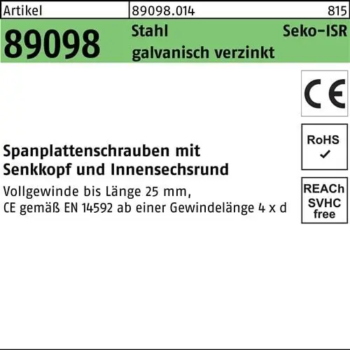 Spanplattenschraube R 89098 SEKO VG ISR 4,5 x 20 -T20 Stahl galv.verz. 200St. FS Beliebt