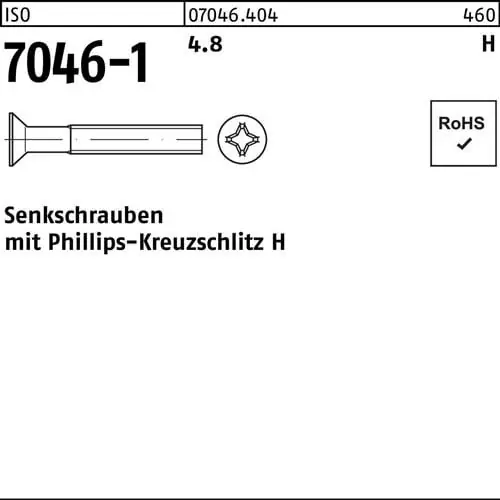 Senkschraube ISO 7046-1 PH M3x 20-H 4.8 2000 Stück Bestpreis