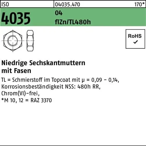 Knallerangebot Sechskantmutter ISO 4035 niedrig Fasen M30 17 AU flZnnc 480h-L 25St.