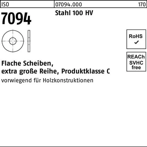 Jetzt Bestellen Unterlegscheibe ISO 7094 33 Stahl 100 HV 25 Stück